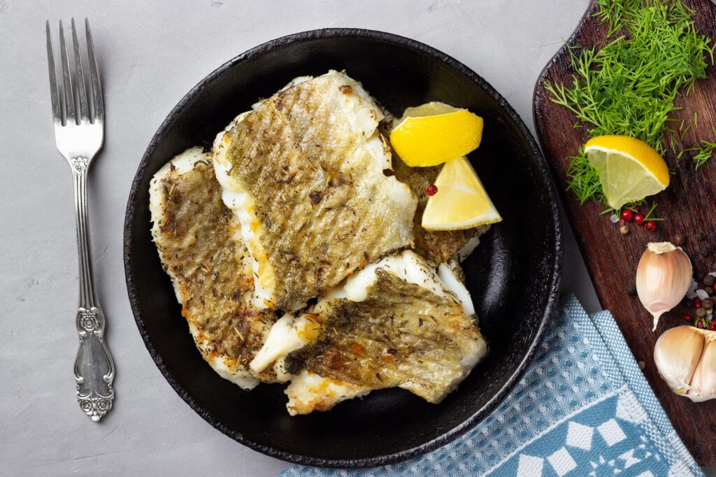 Fried cod fish fillet